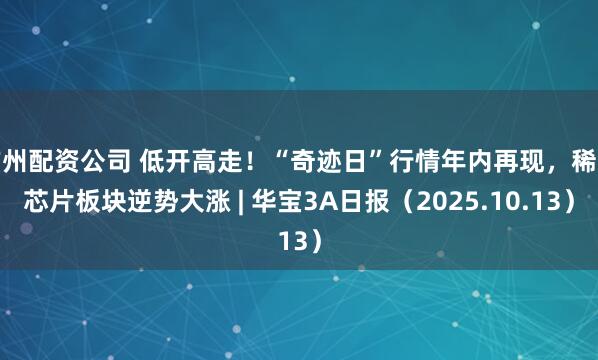 广州配资公司 低开高走!“奇迹日”行情年内再现,稀土芯片板块逆势大涨 | 华宝3A日报(2025.10.13)